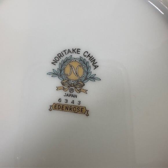 Noritake Edenrose 4 Bread & Butter Plates Gray/Pink/White Roses VTG - Picture 8 of 11